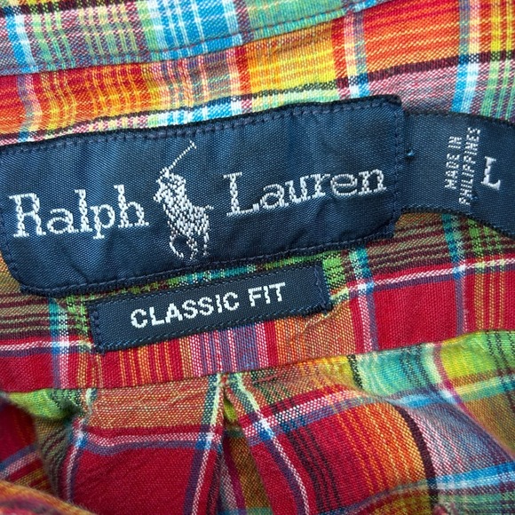 Ralph Lauren Classic Fit Red Plaid Line Blend Button Down Shirt Large Pony logo - Picture 4 of 8